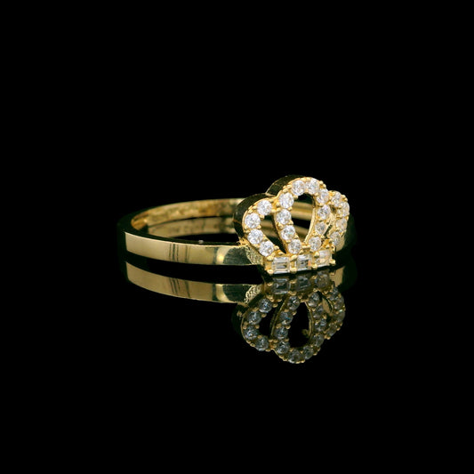 14K Gold Crown Ring with CZ Accents – 7mm