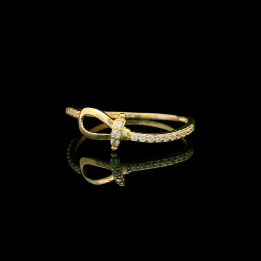 Solid Gold Pavé Infinity Knot Ring 5mm (Minimal Twist Band)