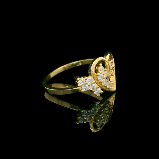 14K Gold “15” Heart Ring with Sparkling Cluster Accent (10mm)