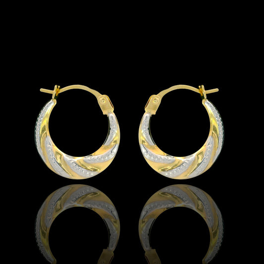 14K Two-Tone Swirl Mini Hoop Earrings – 14mm
