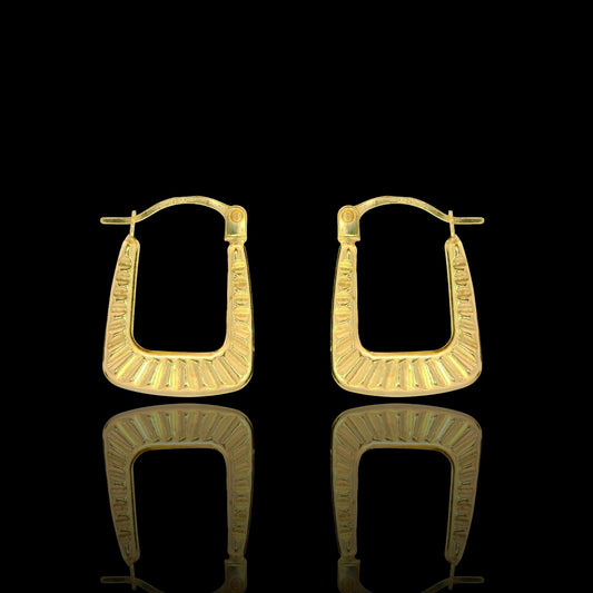 14K Yellow Gold Stampado Square Mini Hoop Earrings - 15mm