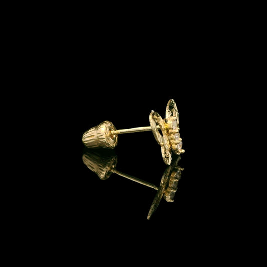 14K Italian Yellow Gold Diamond-Cut Butterfly Earrings - 5mm