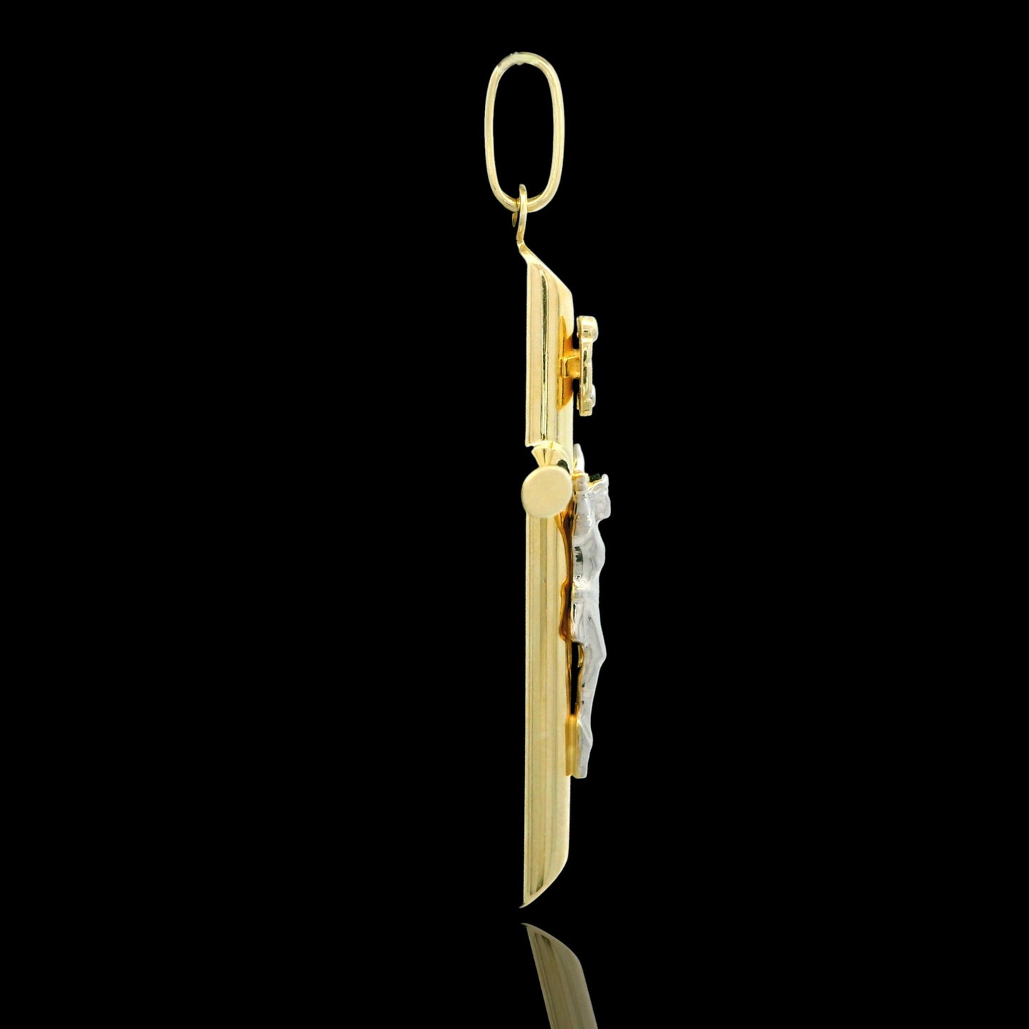 14K Two-Tone Tube Cross – 4 Sizes Available