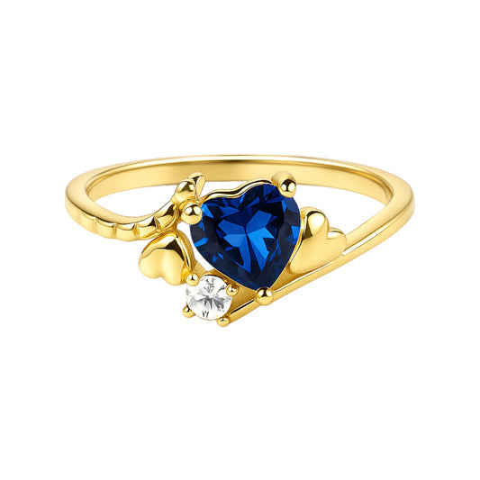 Anillo Amor Celestial de Oro de 14k – Gema en forma de corazón y circonita cúbica