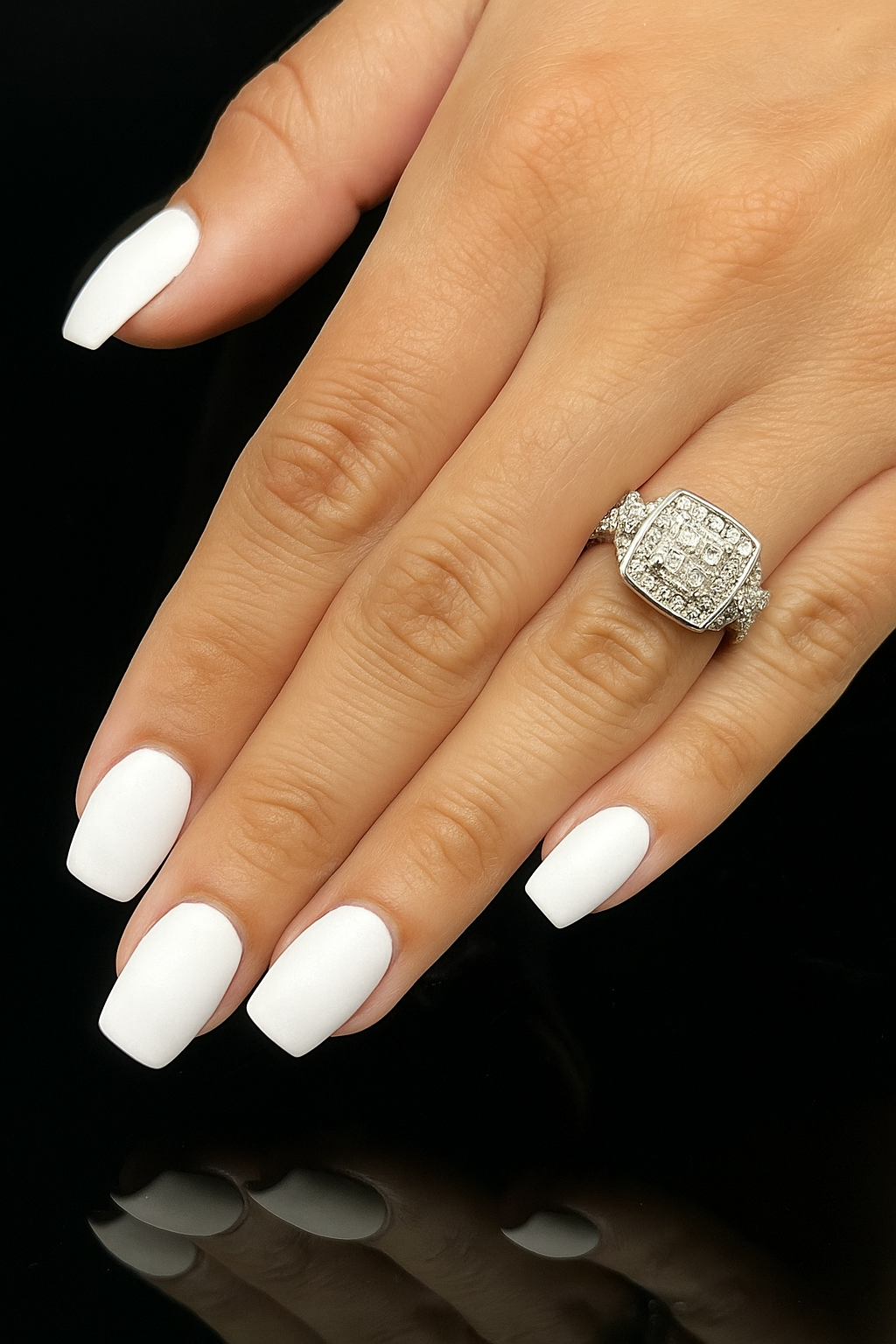 10K Gold 2.75 CTW Cushion Cluster Natural Diamond Ring