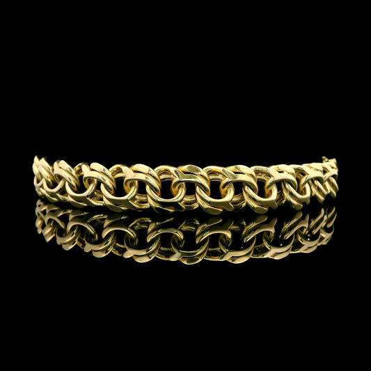 14K Chino Link Bracelet with Pavé Lock - 10mm
