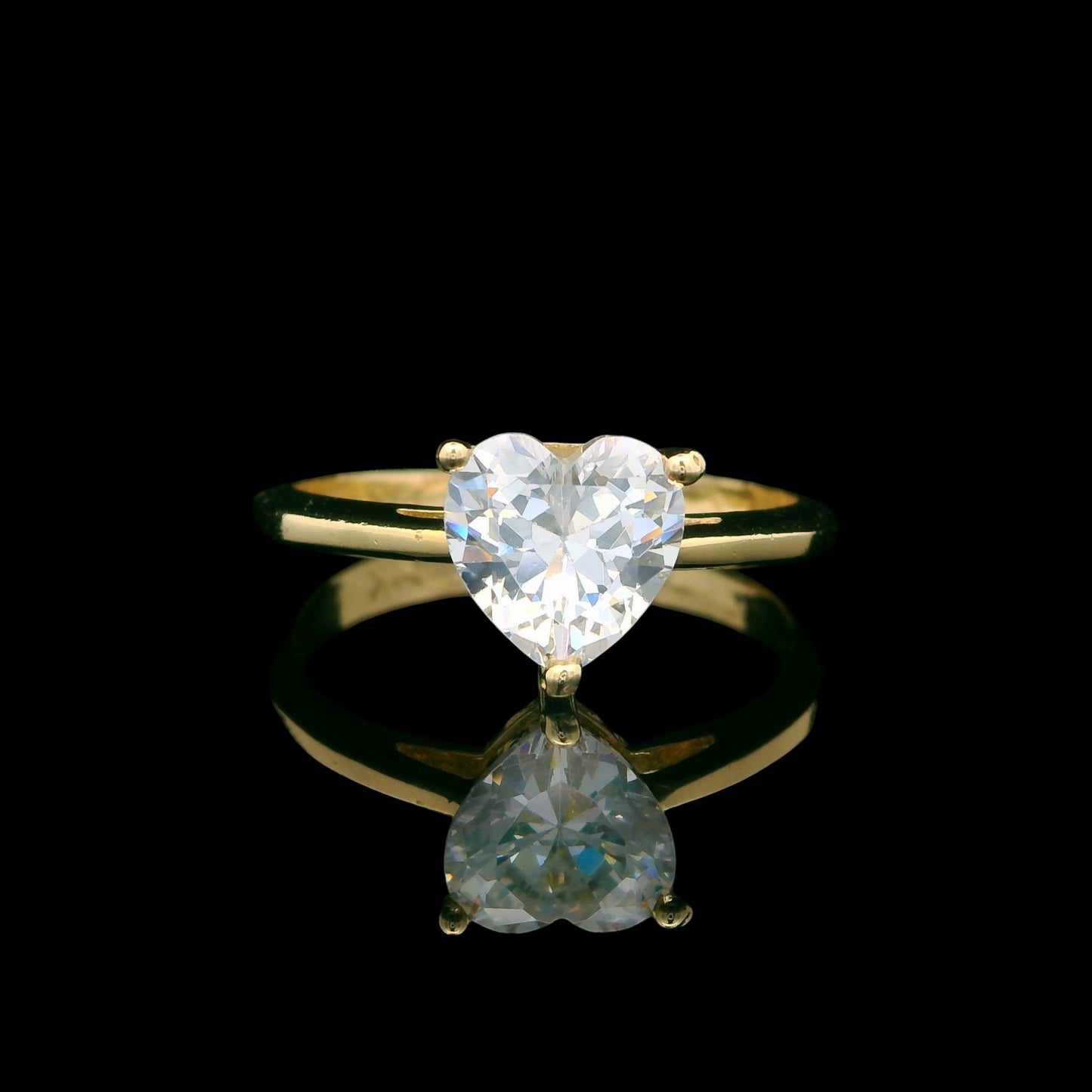 REAL SOLID 14K Gold CZ Solitaire Ring – 5 Stone Cuts (Round, Oval, Heart, Princess & Pear)