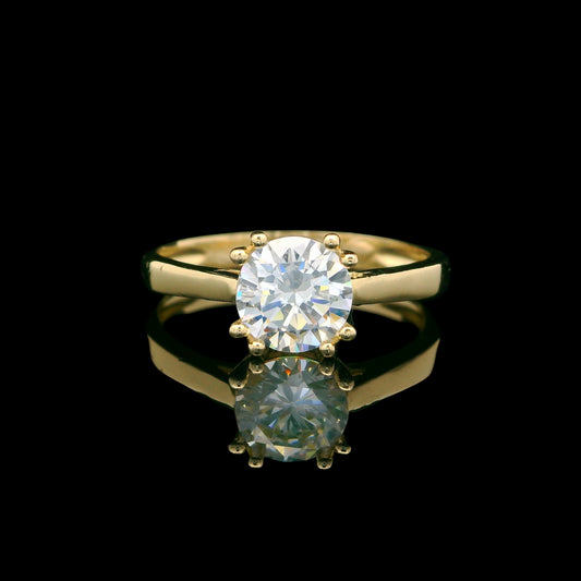 14K Gold CZ Solitaire Ring – 5 Stone Cuts (Round, Oval, Heart, Princess & Pear)