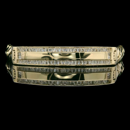 14K Lite Cuban with Bagette CZ Accent ID Bracelet