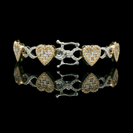 14K Two-Tone Diamond Heart & Infinity Bracelet 3.18 CTW – 7"