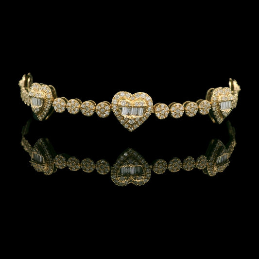 14K Diamond Heart & Circle Bracelet 2.23 CTW – 7"