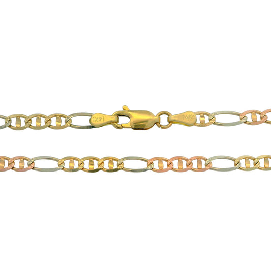 14K Tri-Color Figarucci Chain Necklace