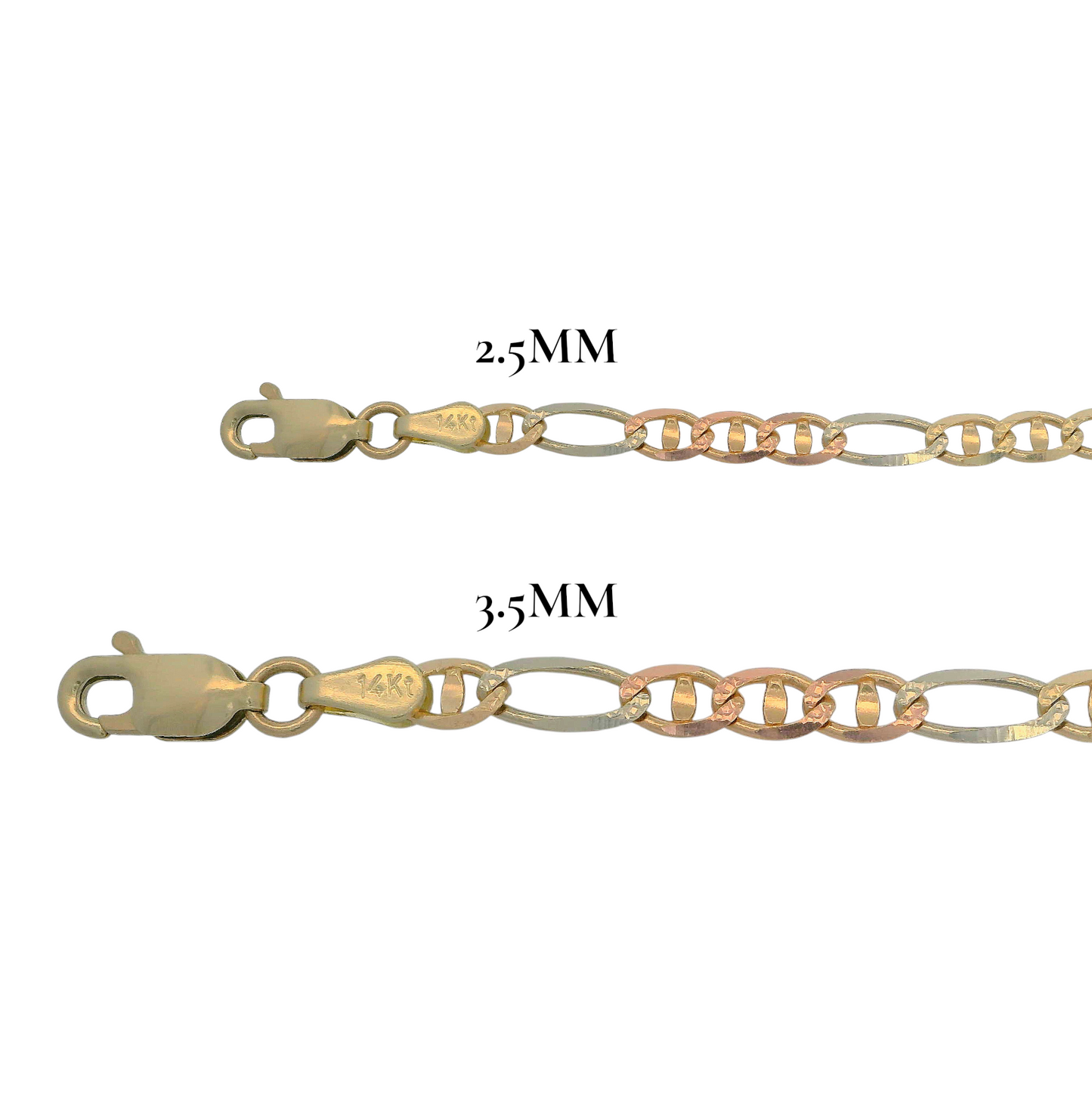 14K Tri-Color Figarucci Chain Necklace