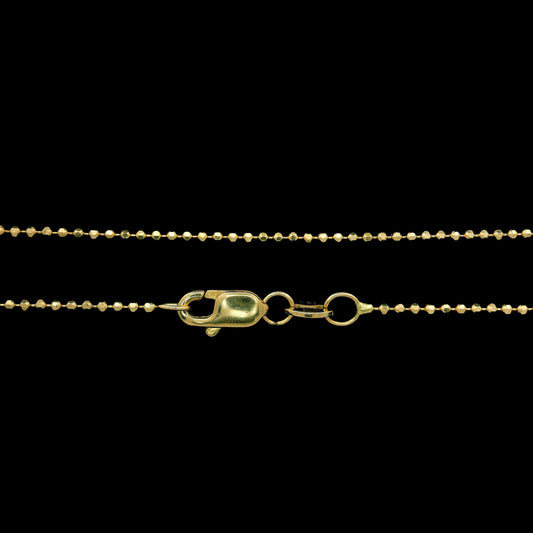 14K Gold Italian Bead Chain-1mm Necklace (16” / 18” / 20”)