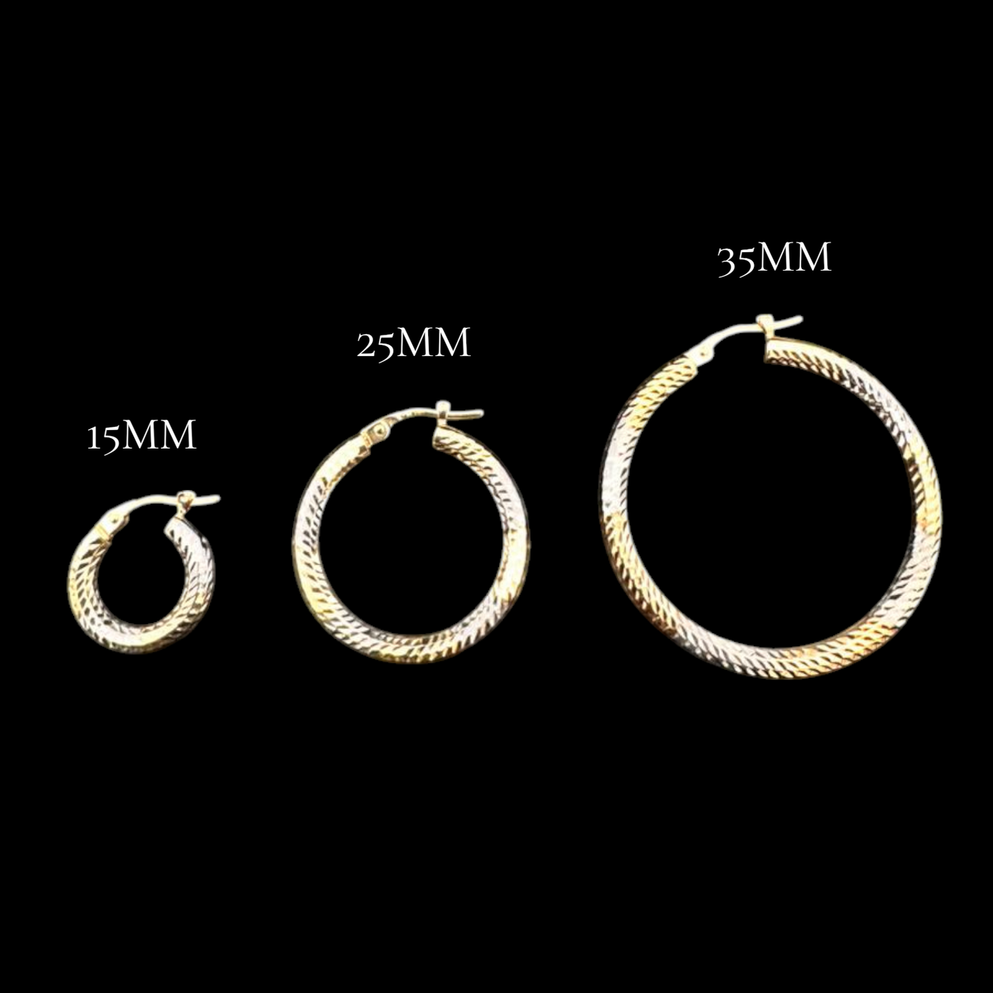 Two-Tone Diamond-Cut 14K Gold Hoop Earrings
