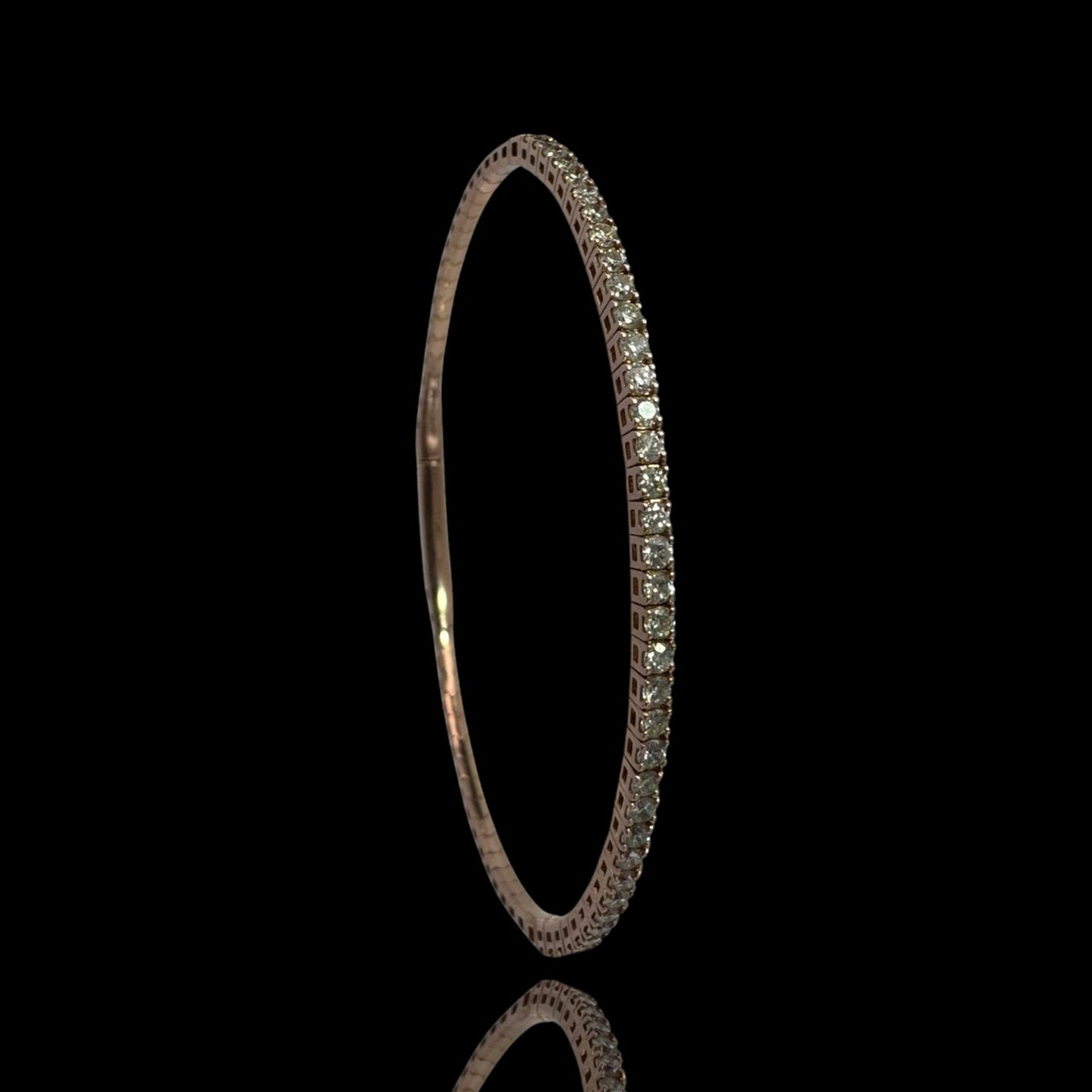 14K Gold 1.50 TCW Diamond 2mm Flexible Bangle