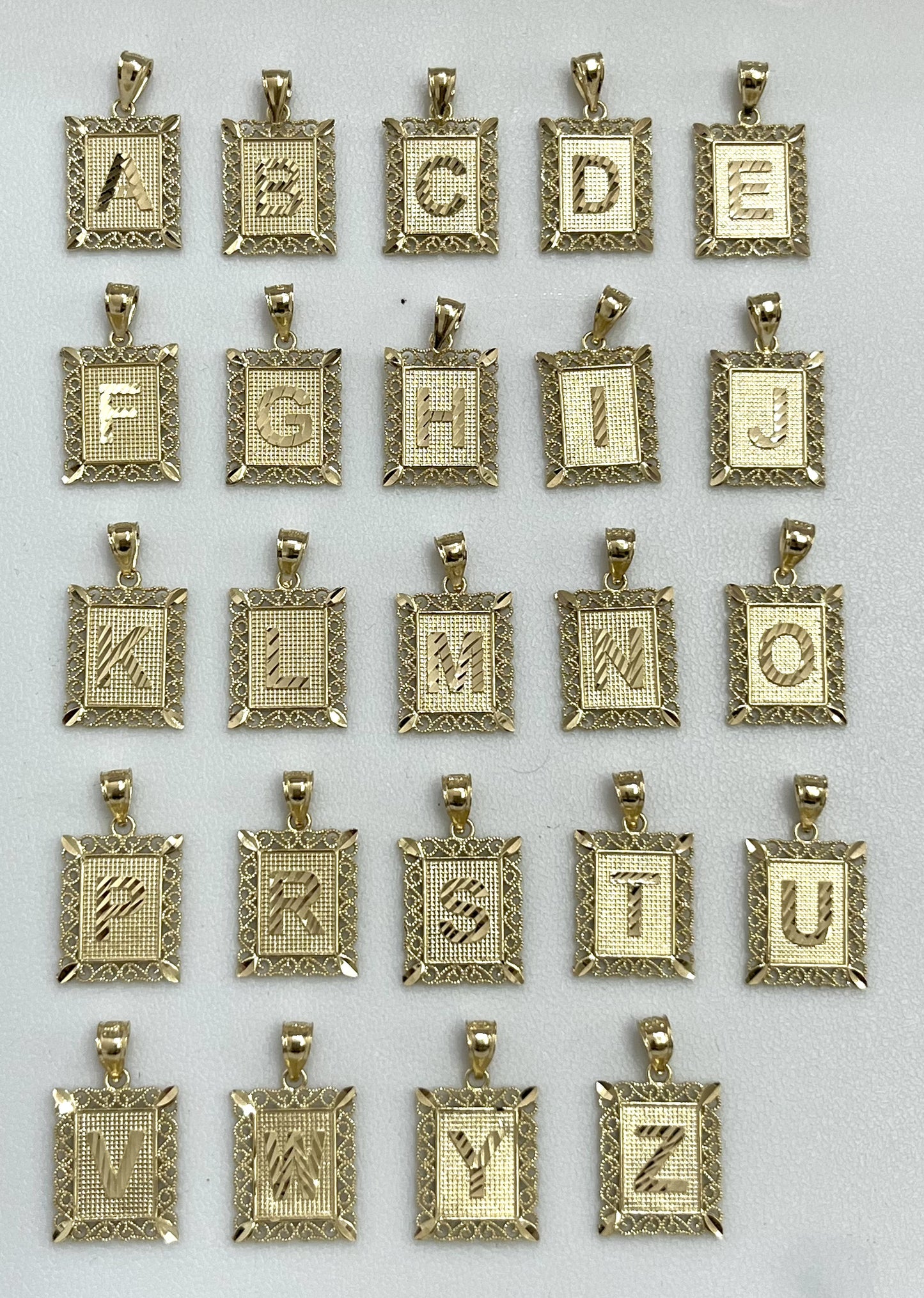 14K Gold Filigree Initial Pendant