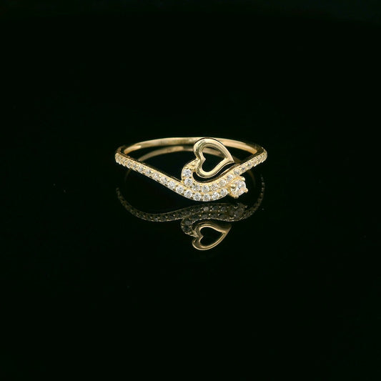 14K Open Heart CZ Ring