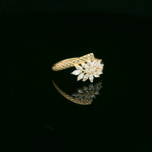 14K Floral CZ Split Shank Ring