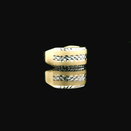 14K Yellow Gold Ring with Diamond-Cut Rows