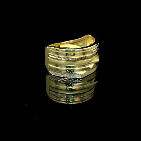 14K Two-Tone Diamond-Cut Stackable Look Ring