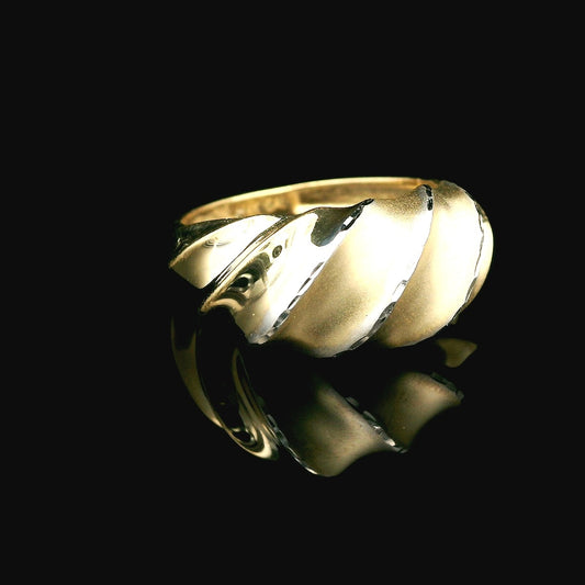 14K Yellow Gold Rope-Style Diamond Cut Ring
