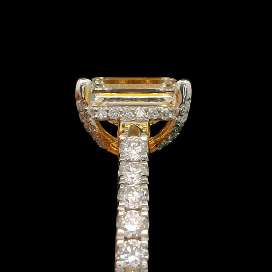 EGL-Certified 14K Yellow Gold 3.01 CTW Emerald-Cut Diamond