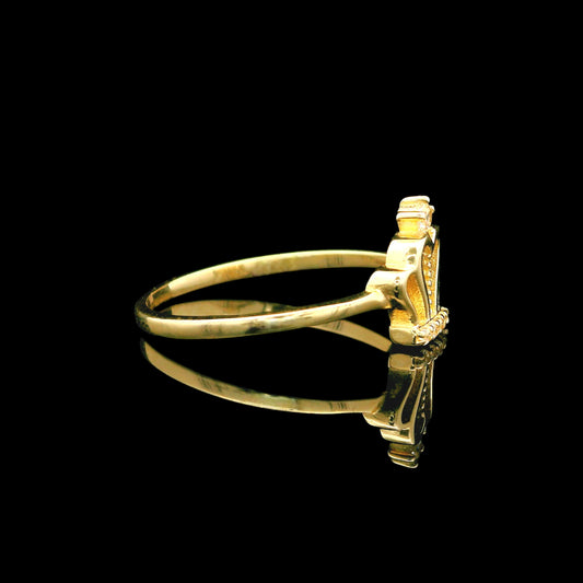 14K Gold Cutout Crown Ladies Ring