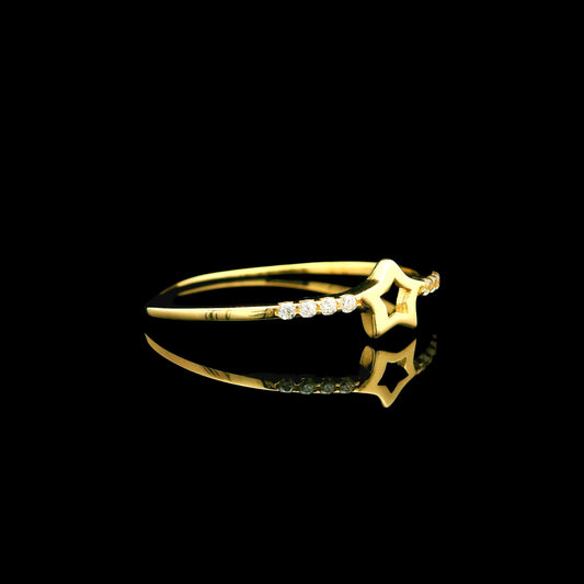14K Open Star CZ Accent Ring (4mm)