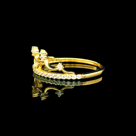 14K Gold Minimal Tiara Crown Ring With CZ Detail Band – 6mm
