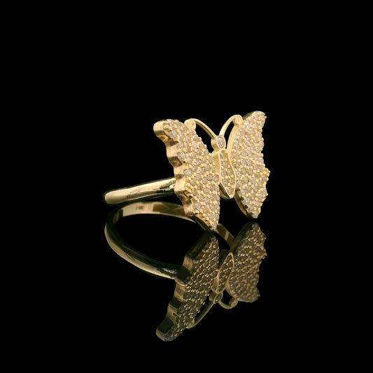 14K Solid Gold CZ Pavé Butterfly Ring (Select Your Size 6-10)