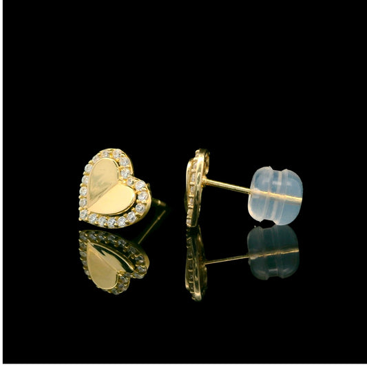 14K 8mm Heart Halo Stud Earrings