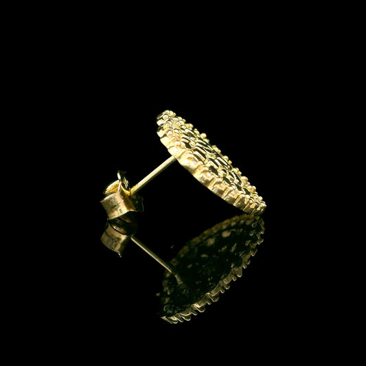 14K Yellow Gold Nugget Heart with CZ Halo