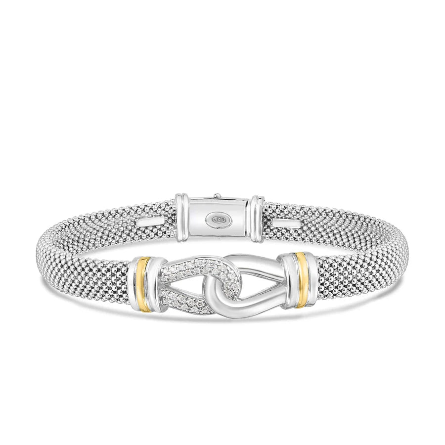 Silver & 18K Gold Interlocking Diamond Prosecco Bracelet