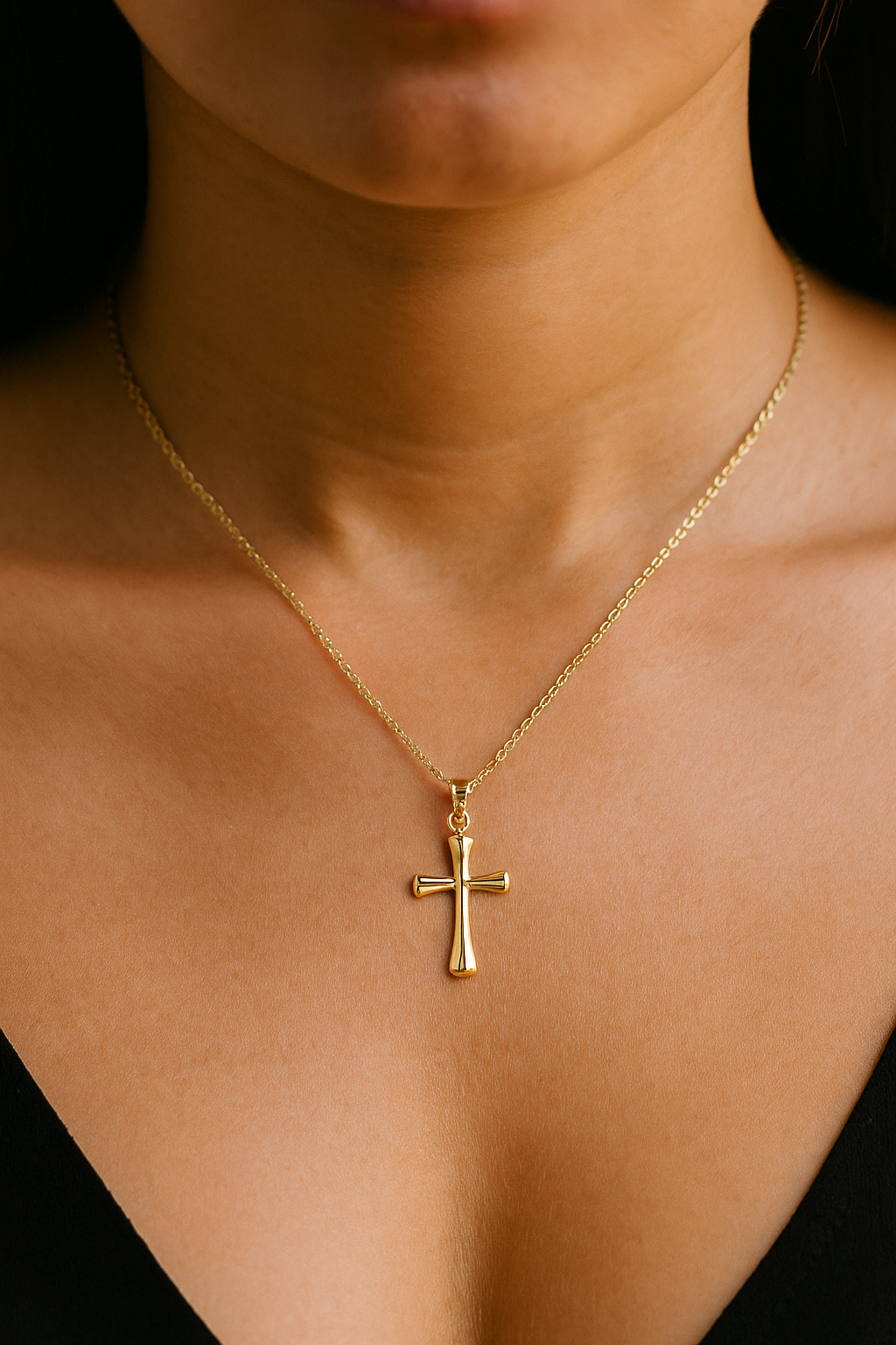 14K Yellow Gold Cross Pendant – 23mm