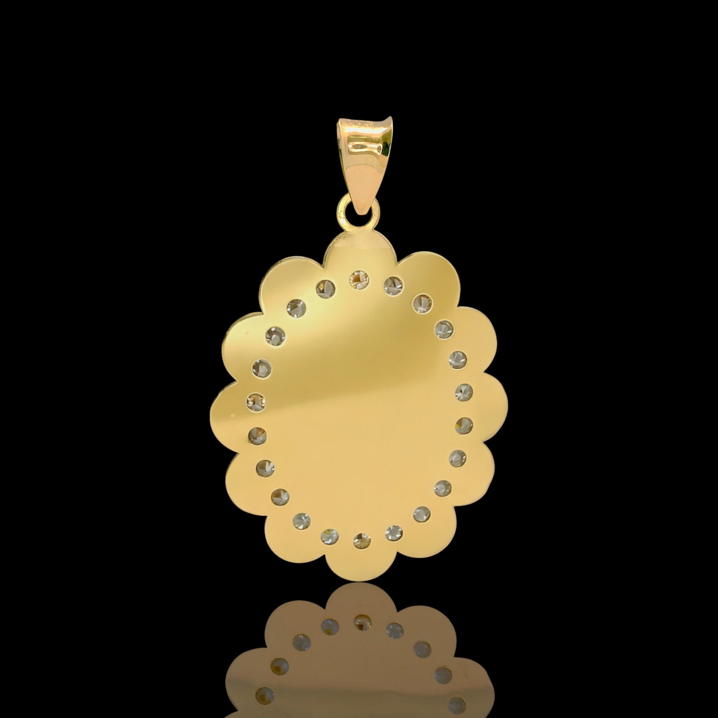 14K Tri-Color Guadalupe Medal Pendant with CZ