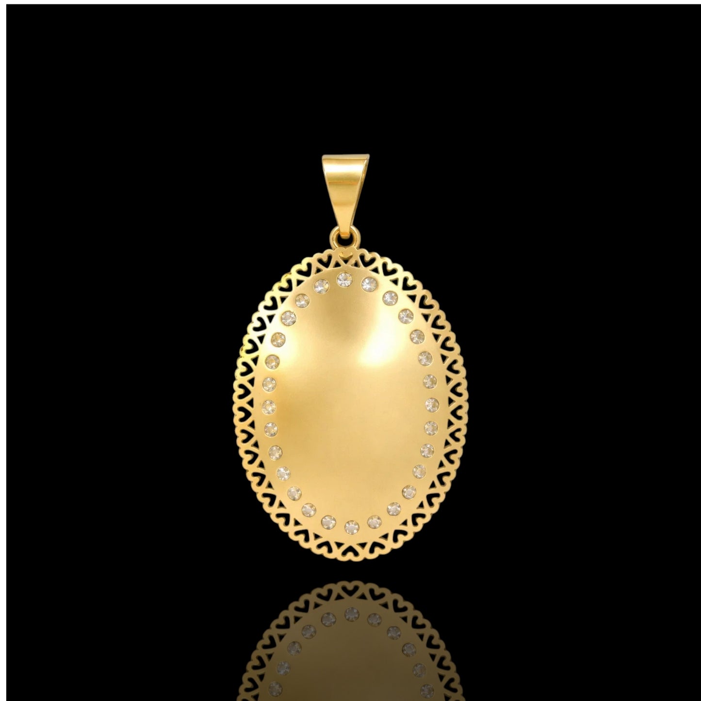 14K Our Lady of Guadalupe Heart Border Pendant