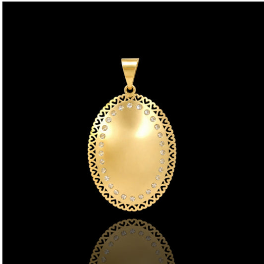 14K Our Lady of Guadalupe Heart Border Pendant