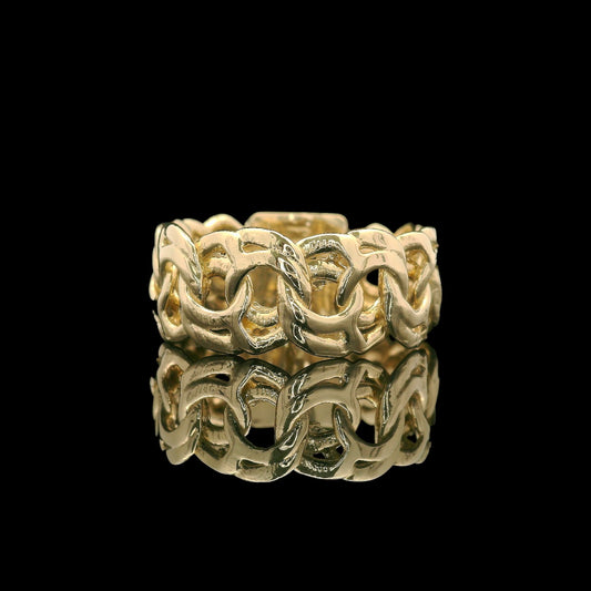 14K Yellow Gold Chino Link Band Ring –  (Select Your Size 7-12)