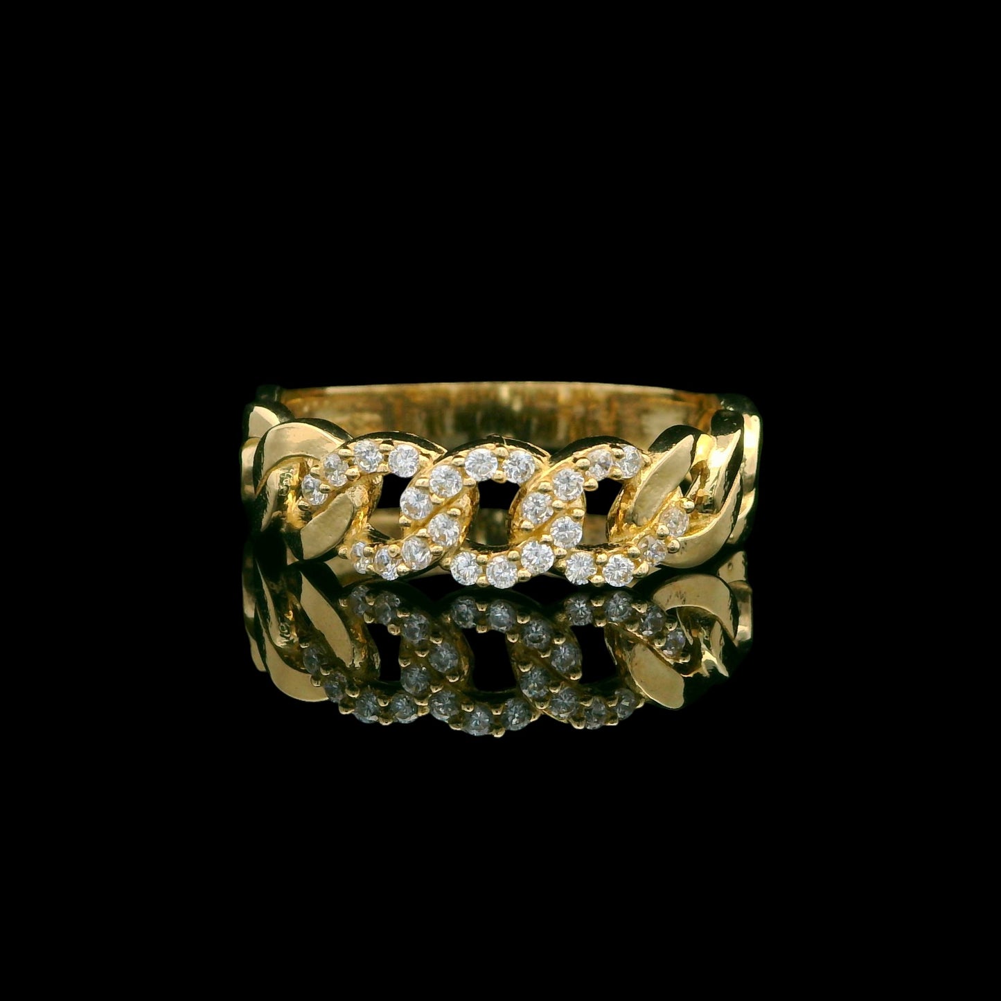 14K Cuban Link Ring with CZ