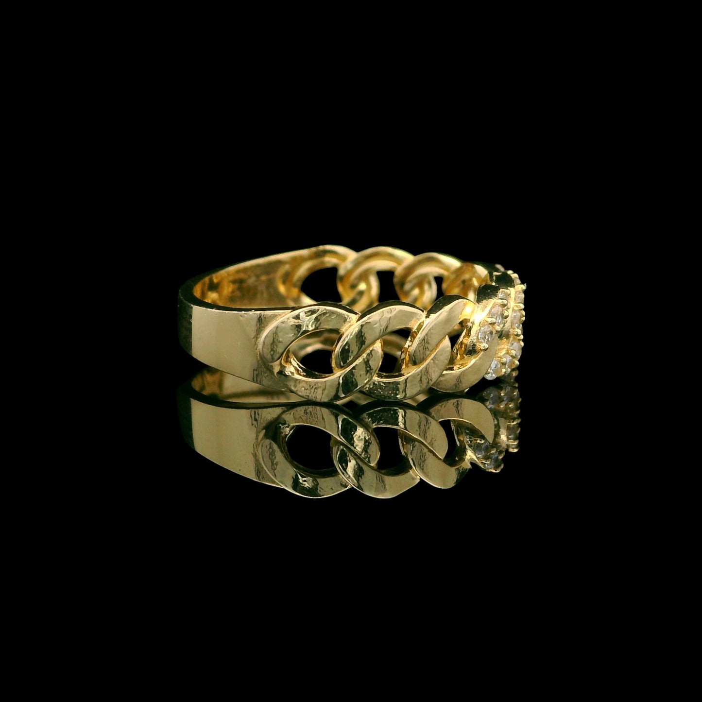 14K Cuban Link Ring with CZ