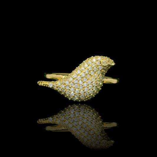 14K Gold Pave Bird Ring
