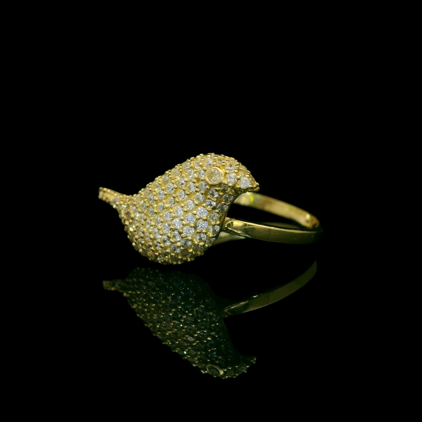 14K Gold Pave Bird Ring