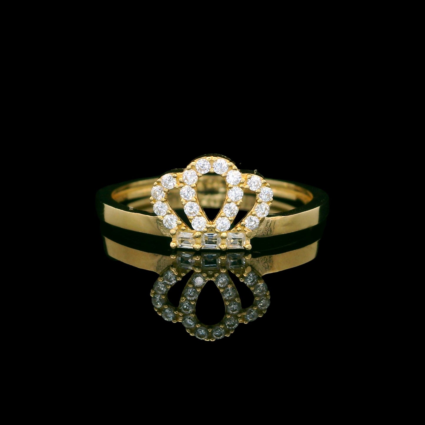 14K Gold Crown Ring with CZ Accents – 7mm