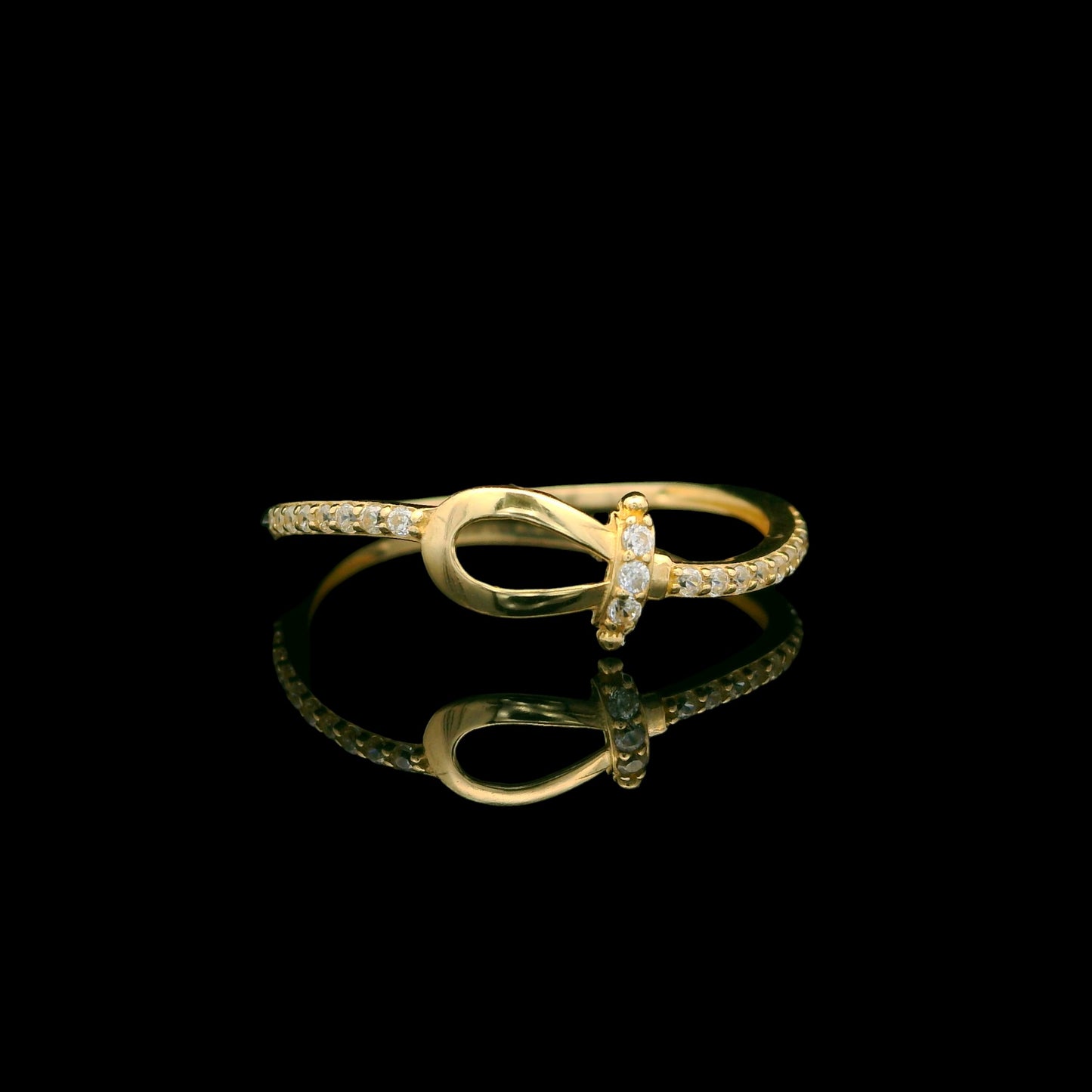 Solid Gold Pavé Infinity Knot Ring 5mm (Minimal Twist Band)