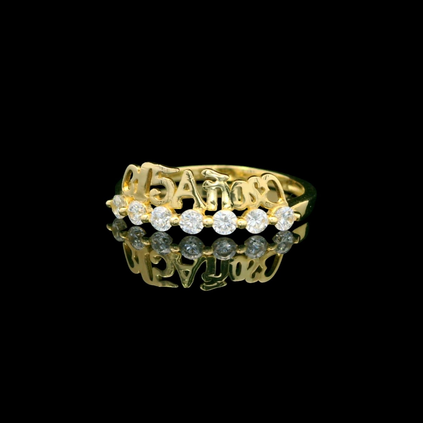 14K “15 Años” Quinceañera Ring with CZ – 5mm Band