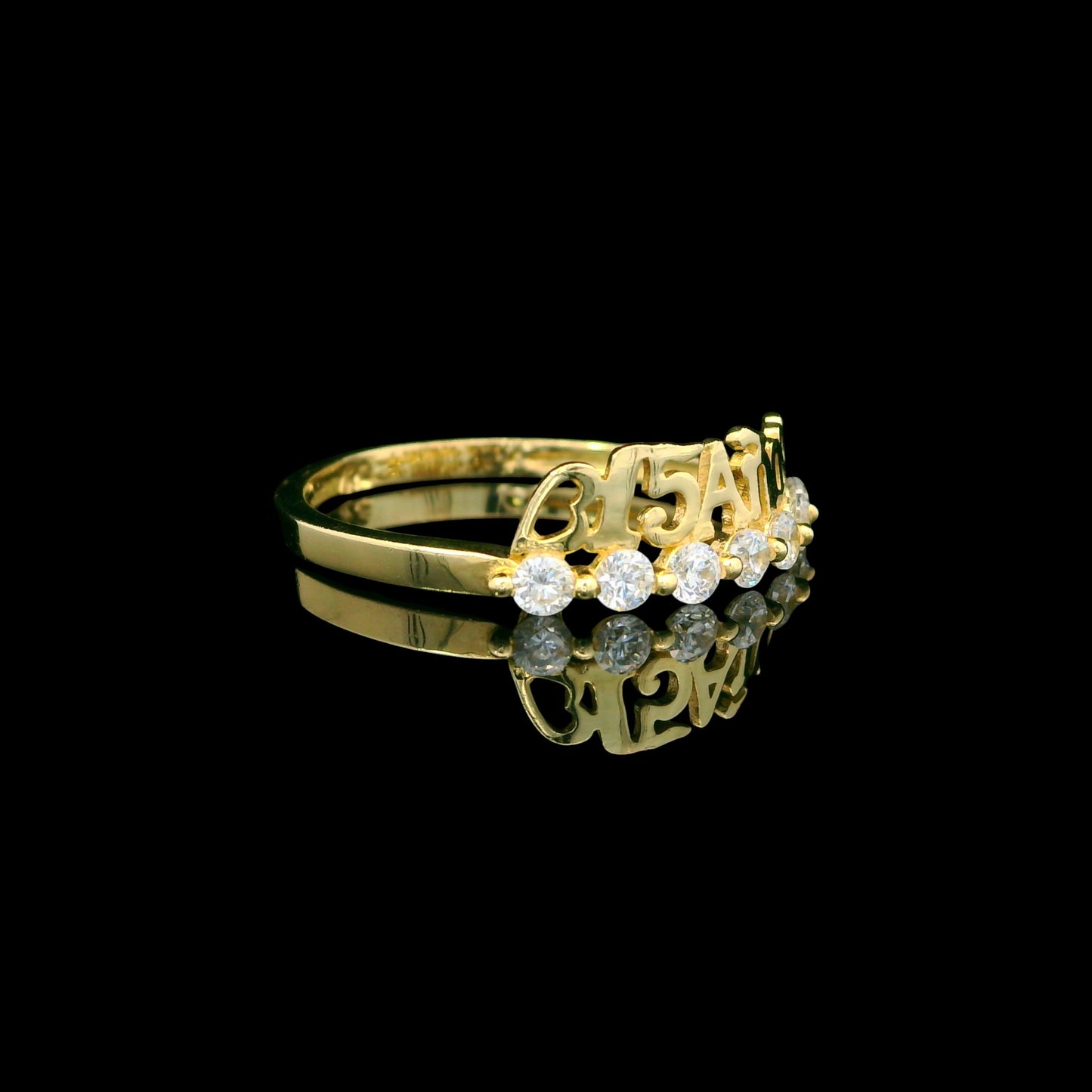 14K “15 Años” Quinceañera Ring with CZ – 5mm Band