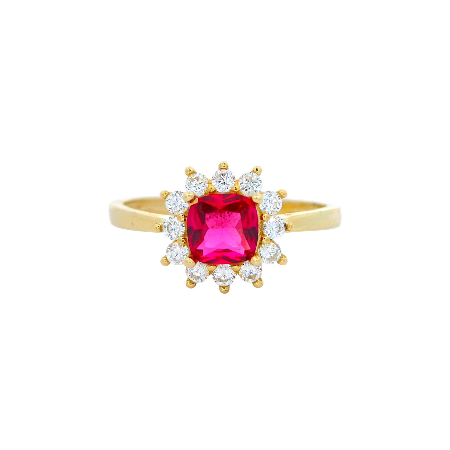 14K Solid Gold Radiant-Cut Halo Ring (9mm) – Available in Multiple Colors