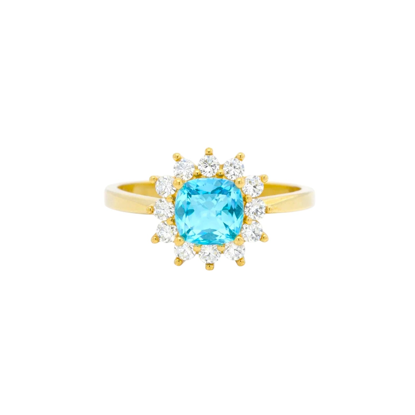 14K Solid Gold Radiant-Cut Halo Ring (9mm) – Available in Multiple Colors