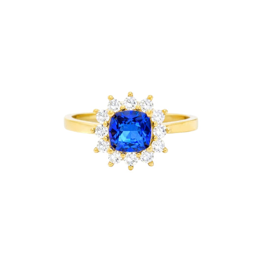 14K Solid Gold Radiant-Cut Halo Ring (9mm) – Available in Multiple Colors